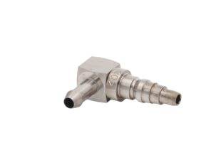 CO2 Mini vinkelstiknippel med kontraventil og slangestuds (ny model)