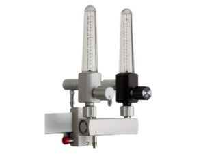 O2/AIR kombineret flowmeter med klo, 1m slange og mini stiknippel (Dameca)