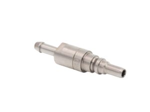 O2 mini lige stiknippel med kontraventil og slangestuds