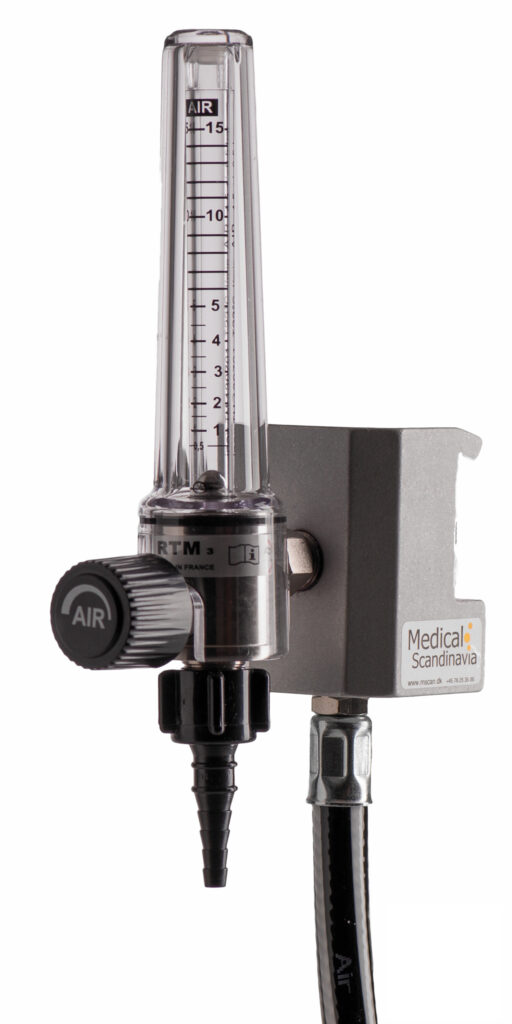 AIR Flowmeter, 0-15 l/min, på klo, 1m Sort/Hvid slange, Mini stiknippel, RTM3